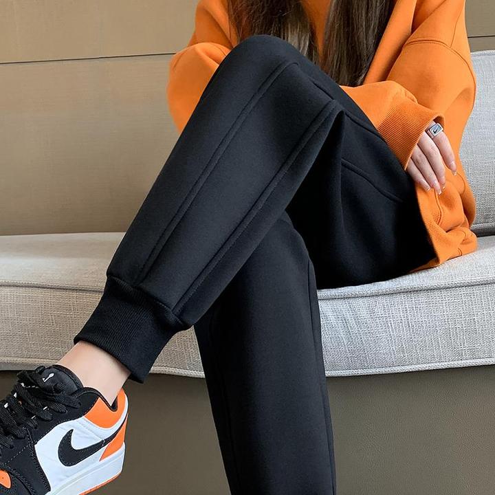 特厚彷羊羔毛运动裤女2025新款秋冬季加绒哈伦休闲防风棉卫裤子