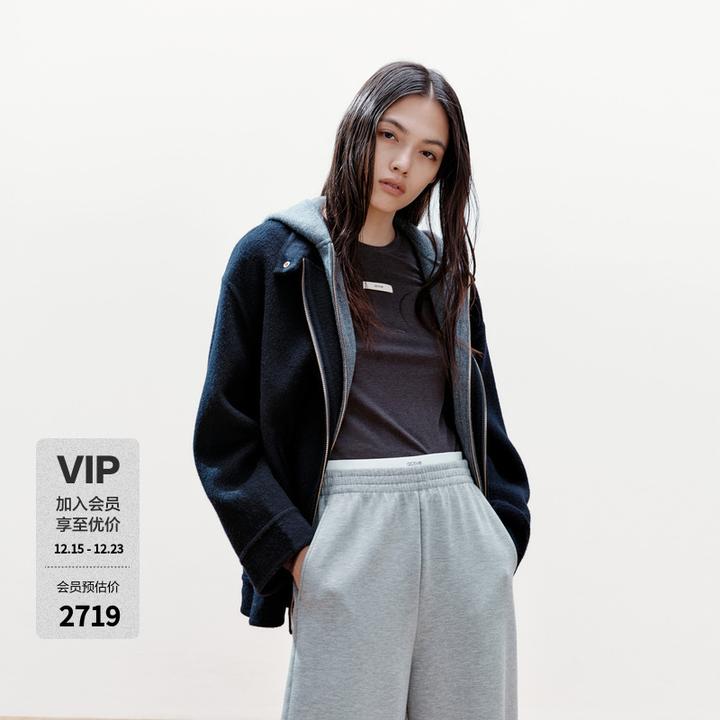 【active系列】MOCO毛呢外套假两件2025冬新品双面呢MBE4COT061