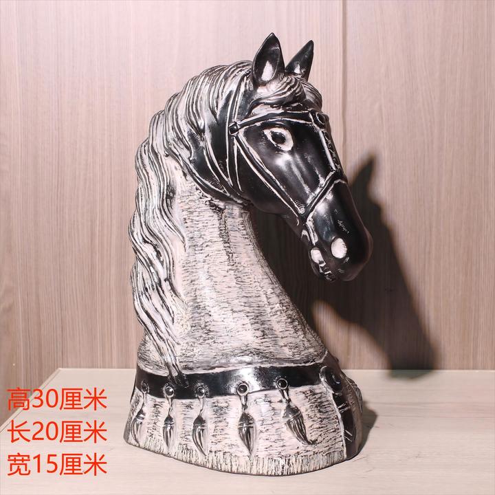 30厘米马首|茶室会所桌面客厅中式造景石雕摆件