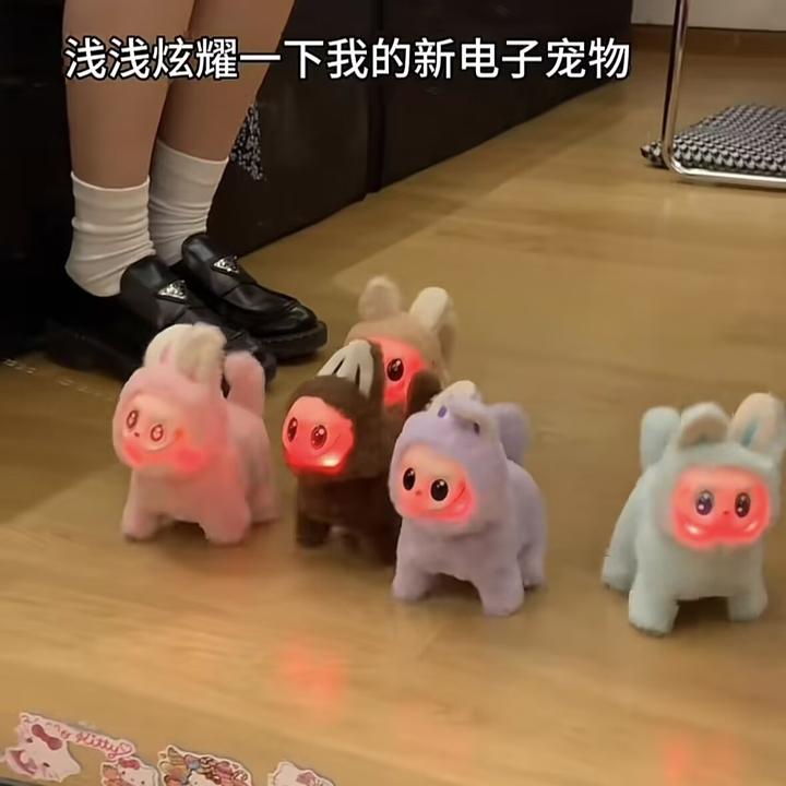 公仔可爱电动声光毛绒玩偶脸部会发光会跑会唱歌玩具小礼物
