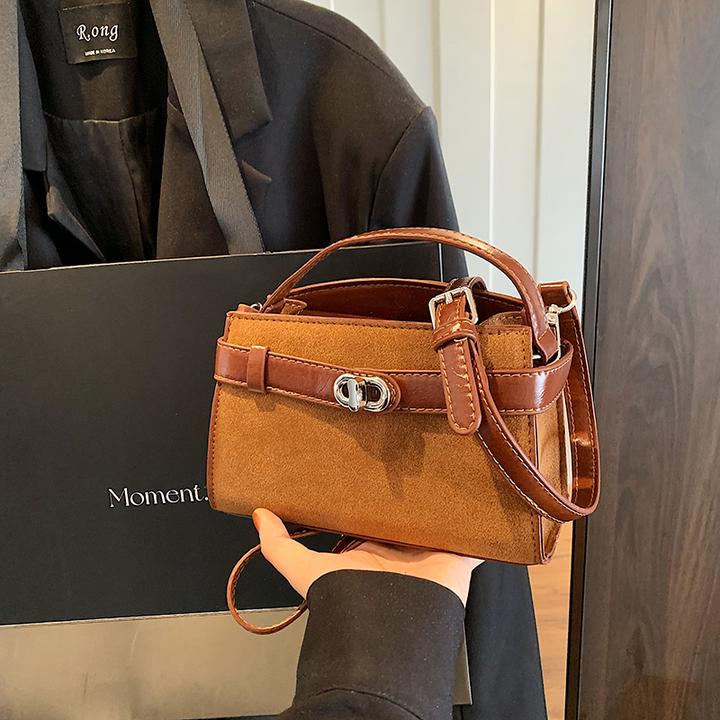 高级感轻奢质感手拎包女2025新款冬复古百搭单肩斜挎包大象灰包包