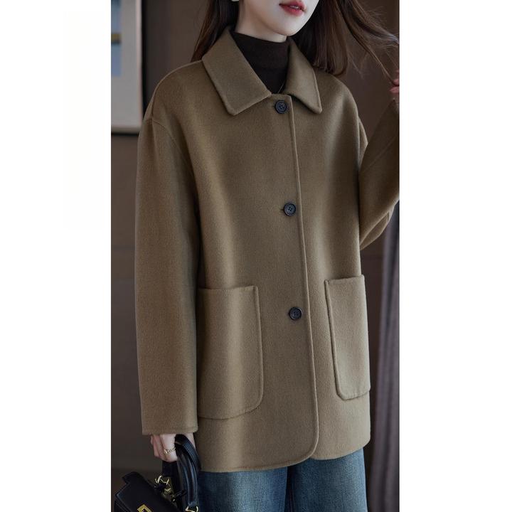 休闲百搭双面呢羊毛大衣直筒版女装秋冬新款毛呢外套气质减龄显瘦
