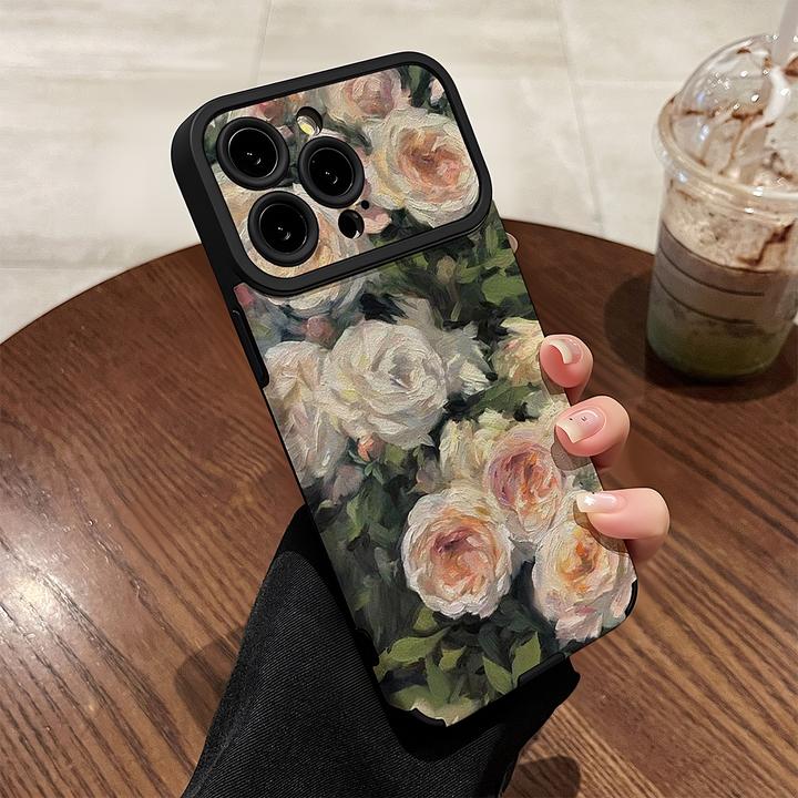 油画鲜花适用苹果17pro手机壳iphone17max新款16小羊皮15硅胶防摔