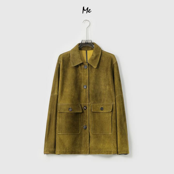 ME【英国进口巴塞尔皮衣】进口羊皮巴恩风百搭一手长皮衣MESA2141