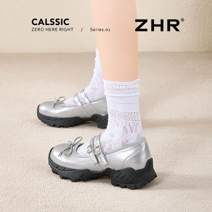 ZHR则则银色玛丽珍鞋女2025春夏新款厚底甜美芭蕾风单鞋休闲女鞋