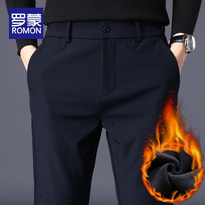 罗蒙男士秋季休闲裤男款潮牌宽松直筒裤子男秋冬加绒百搭弹力西裤