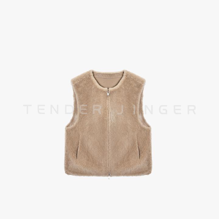 Tender Jinger｜线下专供 圆领保暖皮毛一体马甲T54MDD50725