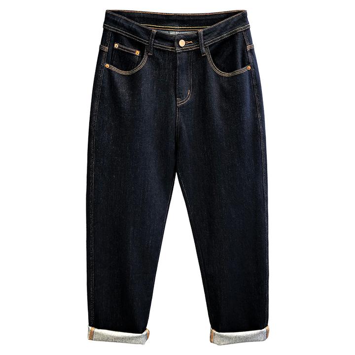 天然环保弹力纤维原牛固色水洗丹宁牛仔裤男士秋季新款小直筒裤