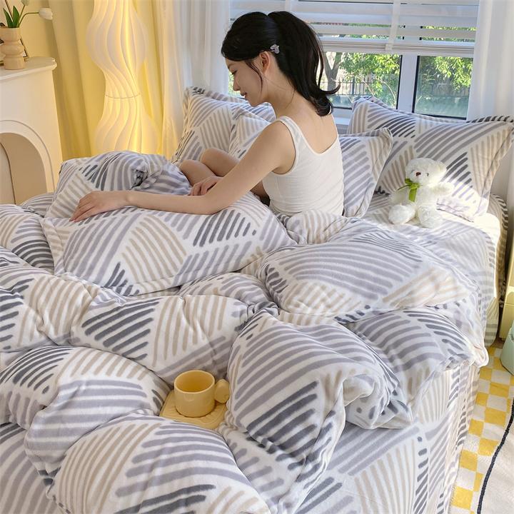 牛奶绒印花被套单件冬季加绒双面毛绒珊瑚绒宿舍单人被罩床上用品