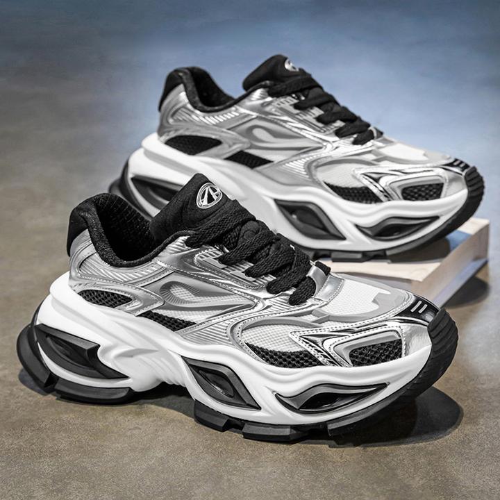 男鞋2025年新款秋季网面透气休闲运动潮鞋青年网红爆款厚底老爹鞋