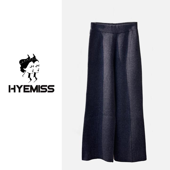 新款满分羊毛全皮筋腰时尚休闲百搭灰色直筒裤PT250419