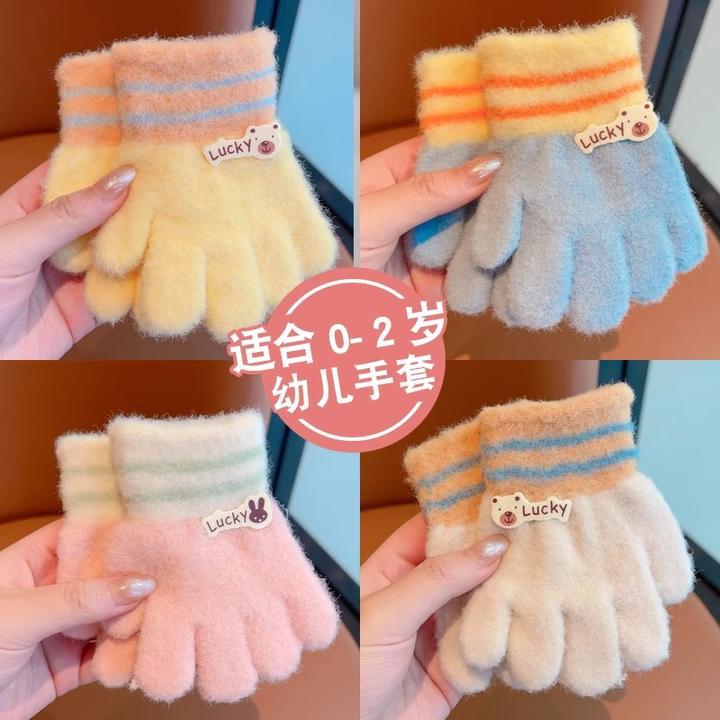 秋冬新款儿童可爱小熊保暖手套宝宝冬季针织五指针织保暖手套G890