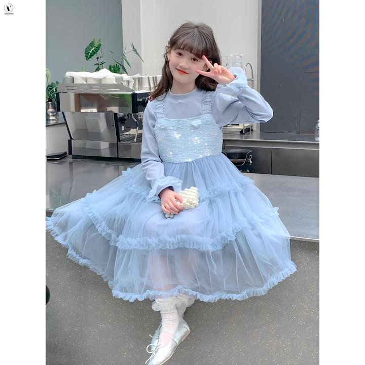 VALVOELITE女童连衣裙春秋款2025新款洋气裙子女孩公主裙中大童潮