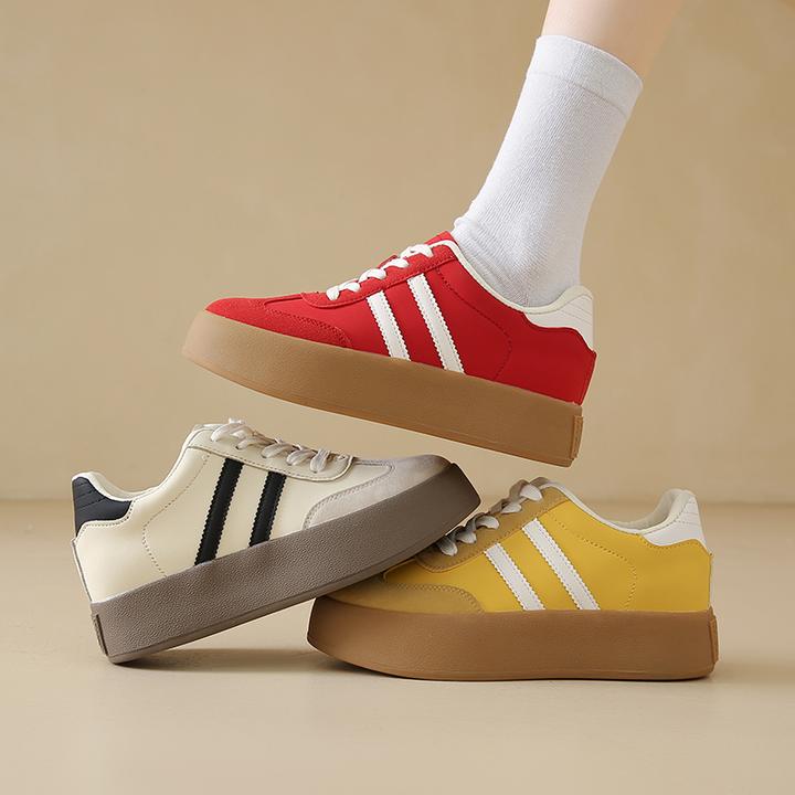 小个子7cm厚底内增高红色德训鞋女春季新款复古休闲韩版板鞋