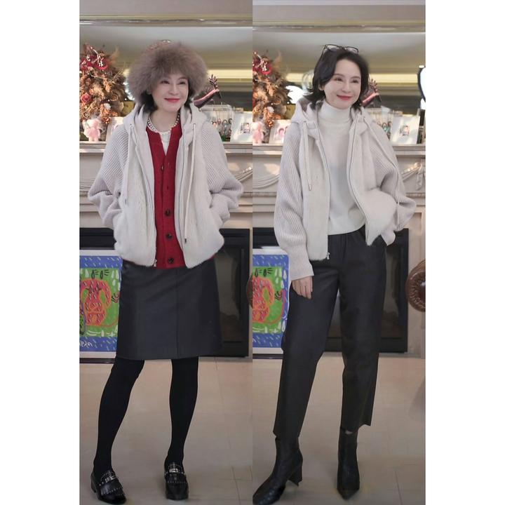 我是摩羯黑标 富家女 芬兰进口天鹅绒水貂BC风拼接秋冬外套