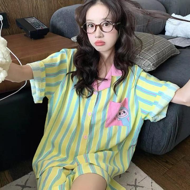 【夏季新款】2025新款ins夏季薄款甜美卡通拉bubu睡衣女短袖家居服