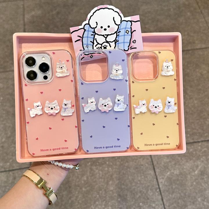 奥菲顿立体小狗贴件适用iPhone16大孔15手机壳华为vivo小米14oppo