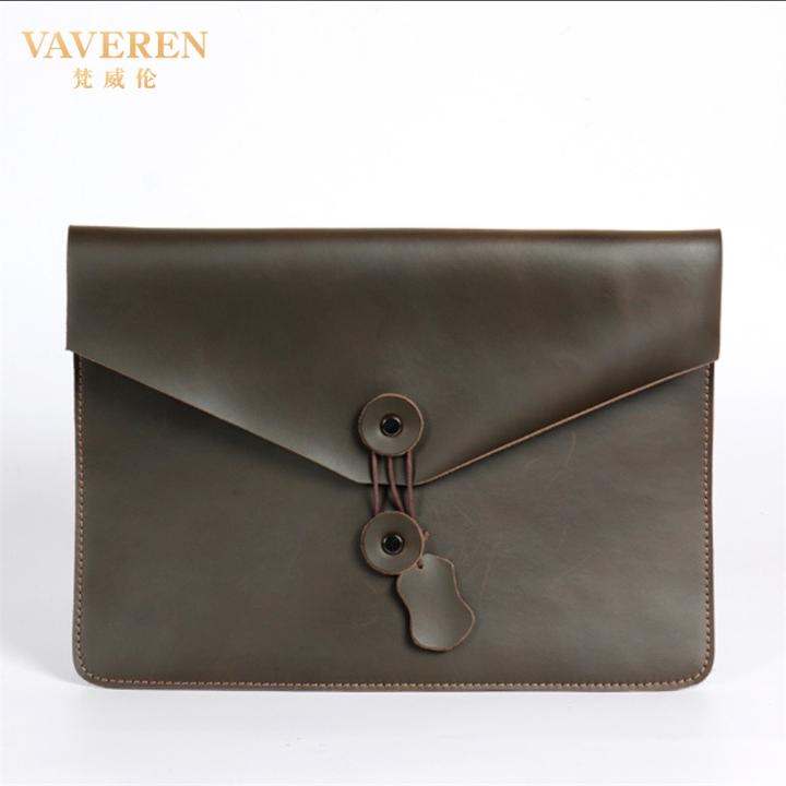 男士信封袋真皮13英寸iPad文件文件袋牛皮电脑保护时尚休闲复古