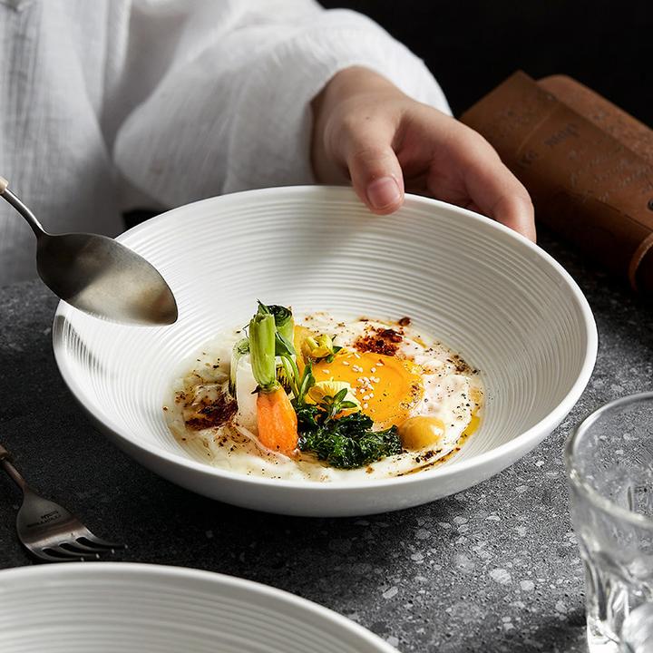 LOVELVLV小汤面碗家用大号深碗陶瓷日式高级感沙拉大碗白色斗笠8