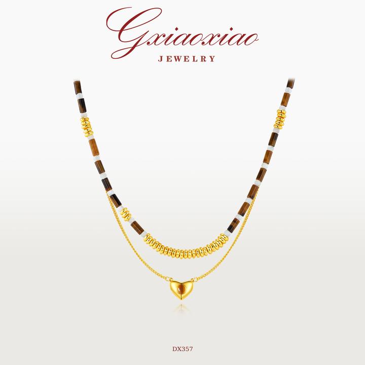 G XIAOXIAO 项链 轻奢气质复古高级感双层百搭锁骨项链 DX357
