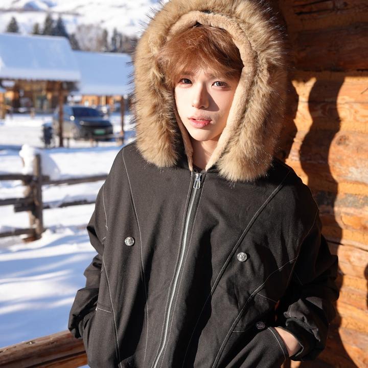 【冰冰同款】美式纯原复古冬装派克女款新款棉毛外套（衣长60）