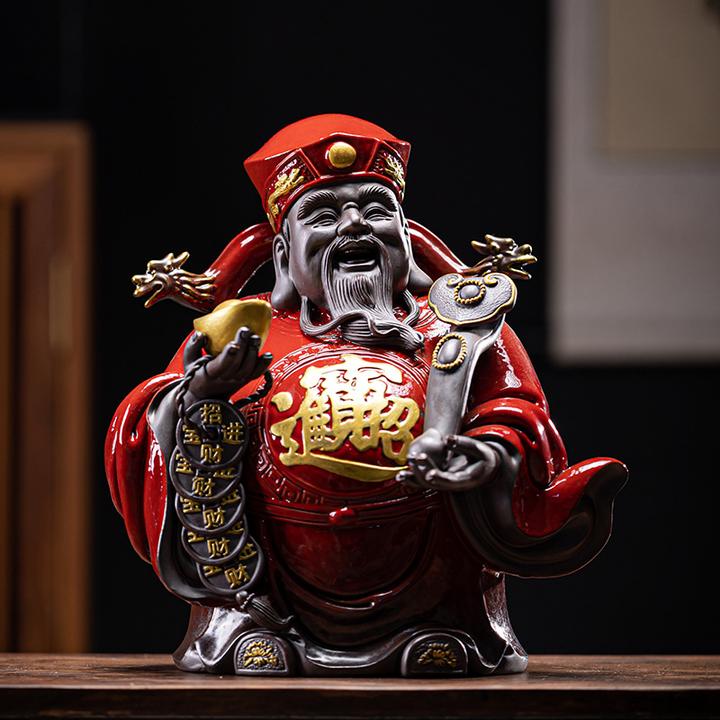 大号陶瓷财神爷招财佛像文财神摆件办公室装饰品家用供奉开业送礼
