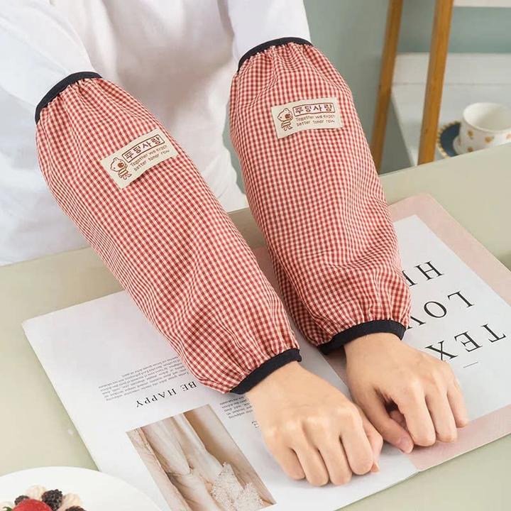 时尚格子袖套防脏上班男女成人防污耐磨家务清洁秋冬袖筒