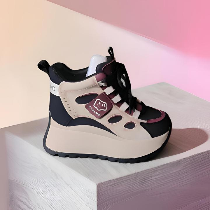 冬季加绒高帮棉鞋女2025新款厚底韩版系带百搭加绒舒适复古休闲