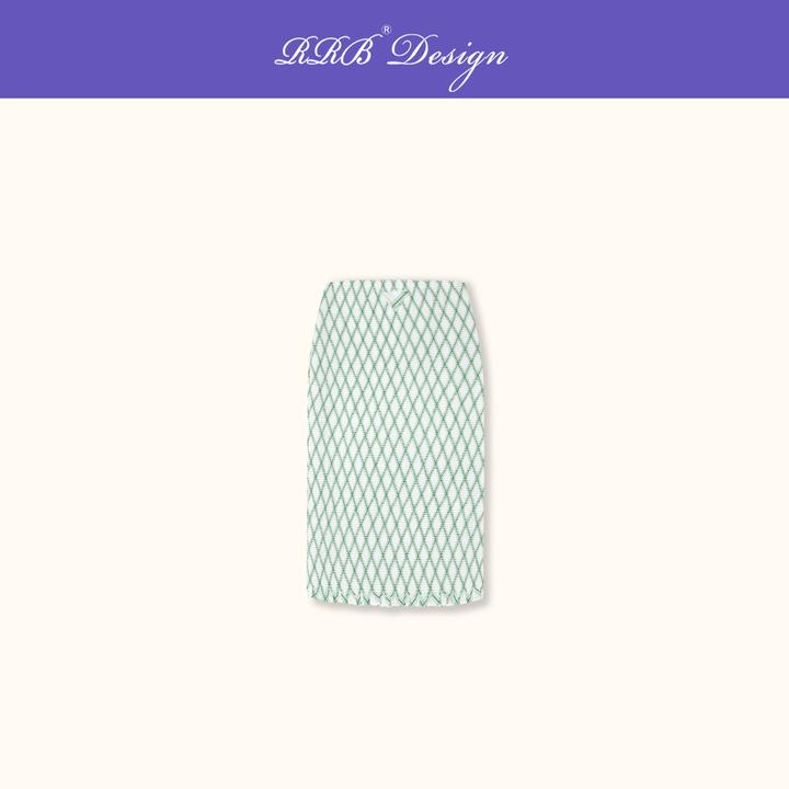 RRB Design「编织浪漫」修身显瘦拼色菱形格子半身裙气质长裙A字裙