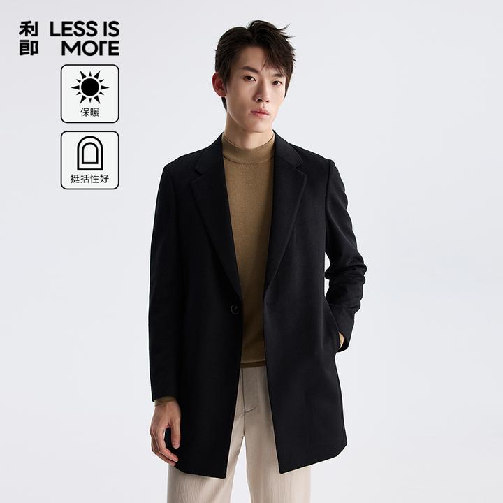 利郎【绵羊毛+加羽绒】商务休闲毛呢大衣中长款加厚加绒保暖外套男