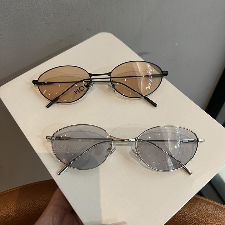 18克超轻复古金属框平光镜猫眼墨镜防紫外线时尚太阳眼镜男女通用