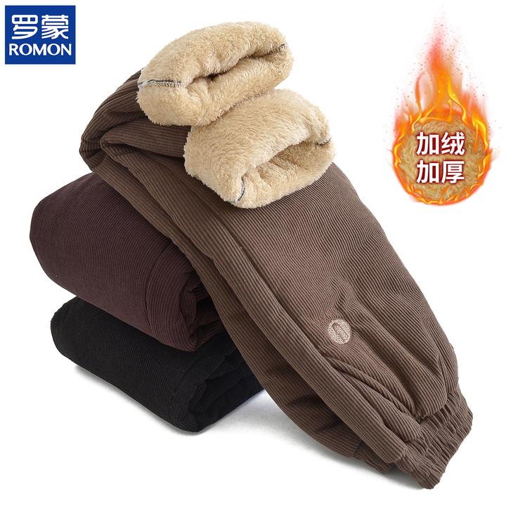 罗蒙时尚妈妈冬装灯芯绒保暖裤子新款中老年女冬季加绒加厚小脚裤