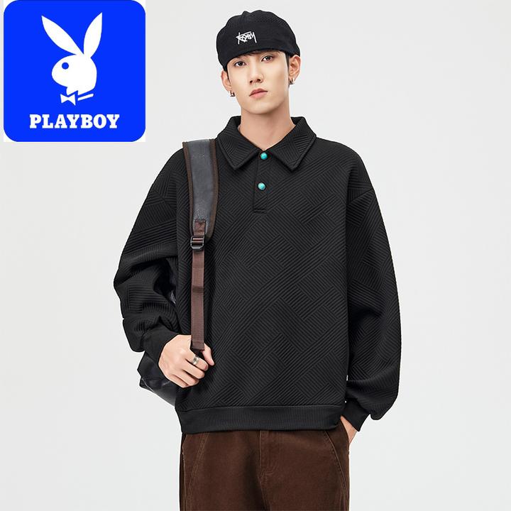 花花公子花花公子2025新款男士大码加肥休闲卫衣春秋季潮牌宽松百
