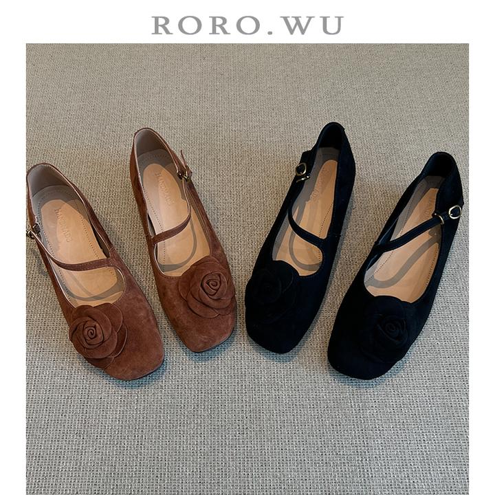 娆娆吴·花朵法式一字扣气质优雅玛丽珍复古百搭单鞋A150