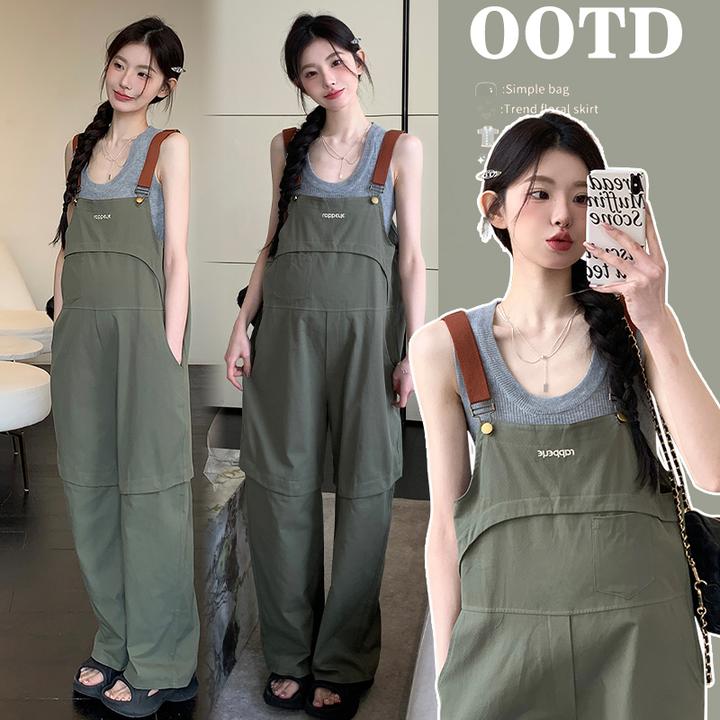 孕妇背带裤夏季时尚洋气宽松设计孕期穿搭舒适外穿背心衫两件套