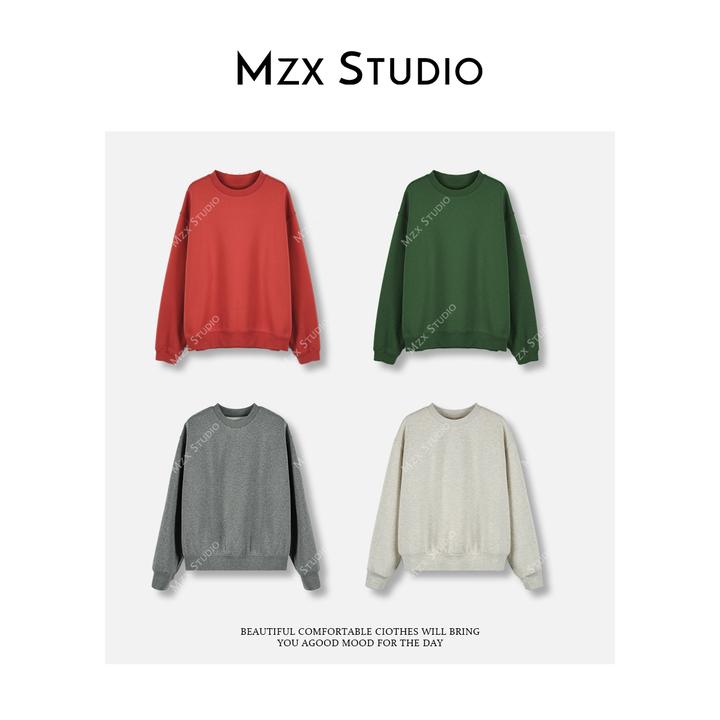 MZX极简风质感百搭圆领加绒四色卫衣打底SY11730-Z