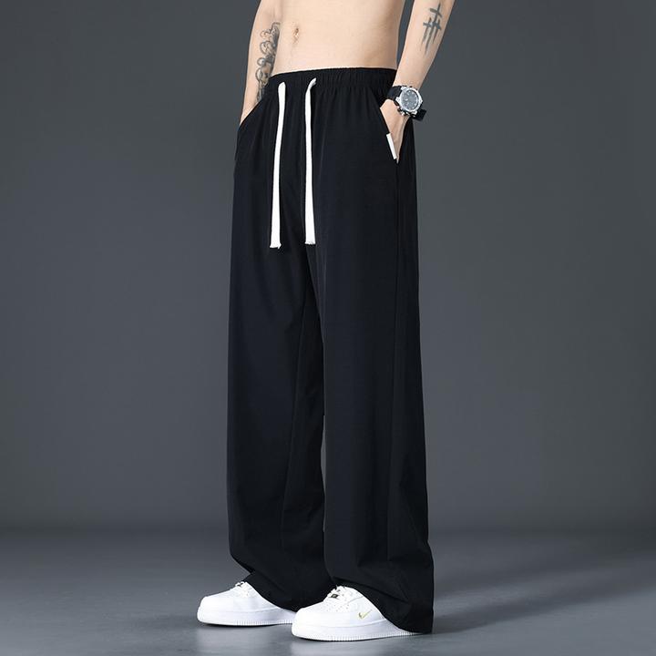 爆款潮流显腿瘦胖子冰丝阔腿裤男生2025新款夏季薄款大码休闲长裤