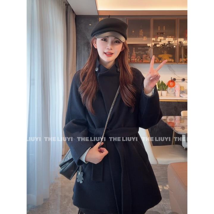 【LIUYI】100全羊毛冬款气质立领高级感双面呢大衣58216