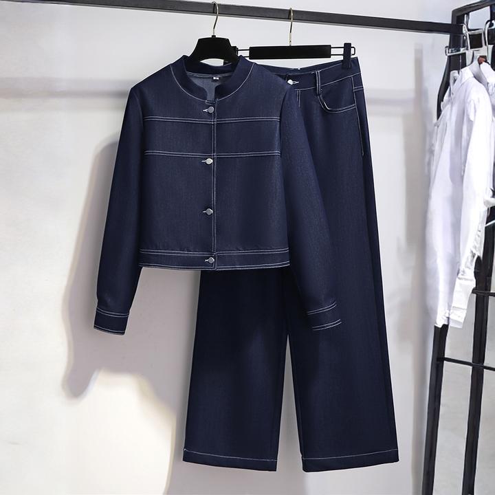 小香风牛仔套装女装百搭新款早秋季流行穿搭休闲时尚阔腿裤套装