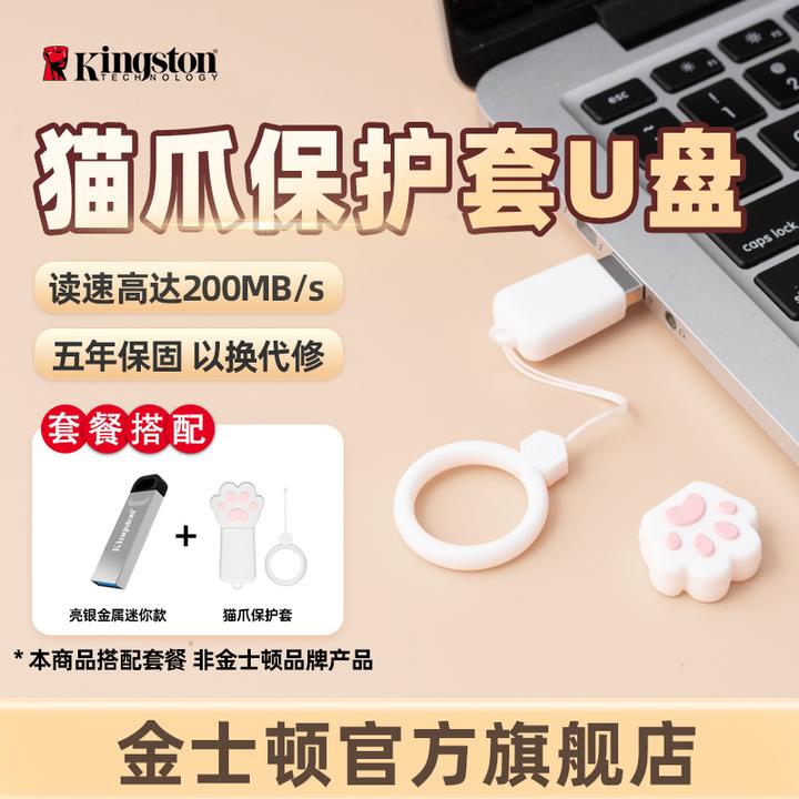 金士顿官方猫爪保护套DTKN金属迷你U盘学习办公专用高速商务