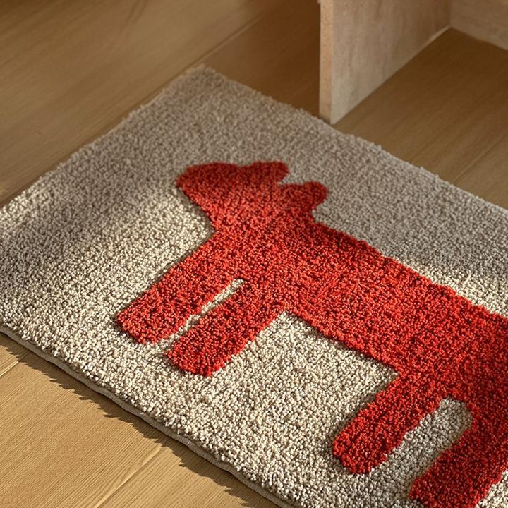 TEXDREAM快乐小狗入户垫植绒地毯脚垫床边地毯ins可爱奶油风地垫