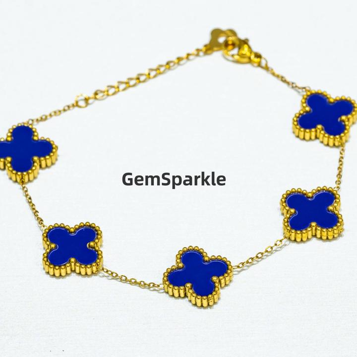 铜合金手链 紫色小众轻奢幸运四叶草不掉色手链网红女士18K金