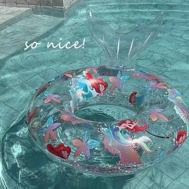 儿童成人亮片美人鱼游泳圈腋下圈网红加厚透明浮圈ins宝宝女孩