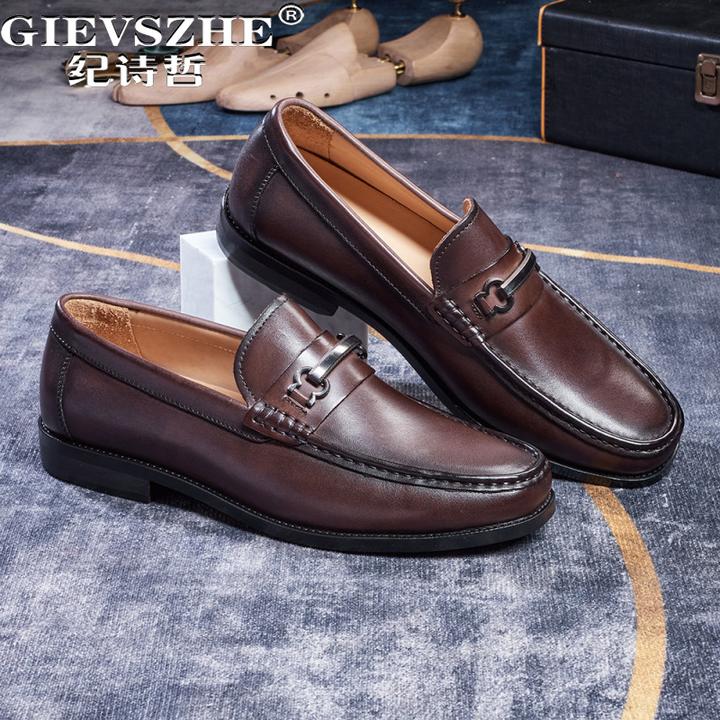 纪诗哲男鞋百搭时尚透气休闲鞋子男士潮流轻奢皮鞋简约商务乐福鞋