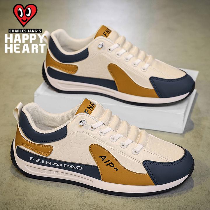 查尔斯桃心男鞋春季2025新款透气阿甘跑步休闲运动潮鞋男士板鞋