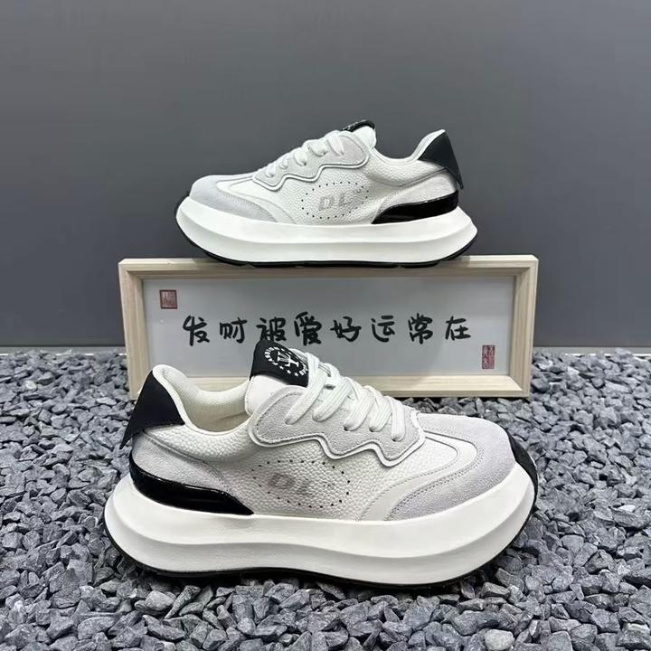老爹鞋2025秋季新款时尚简约皮面厚底增高运动鞋百搭简约休闲鞋男