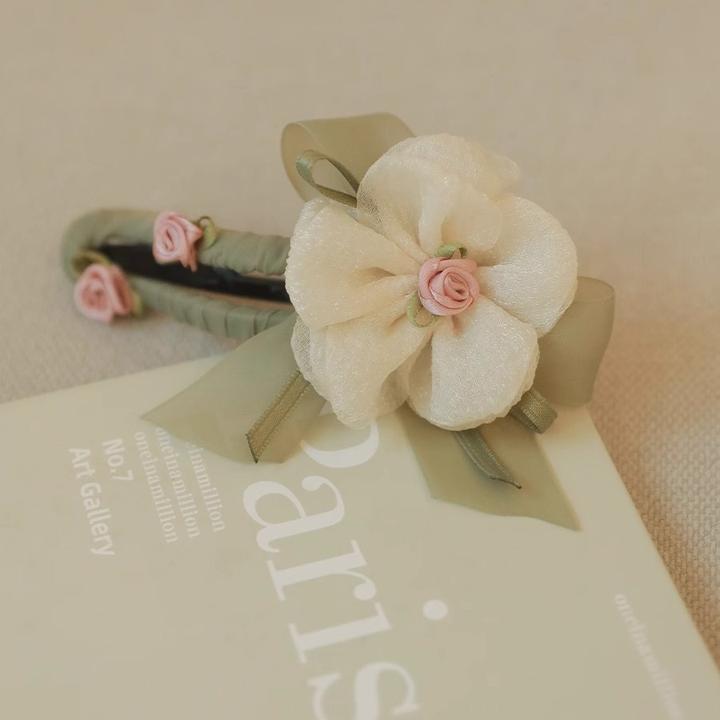 气质花朵一字抓夹女2024新款高级感发夹后脑勺气质鸭嘴夹布艺头饰