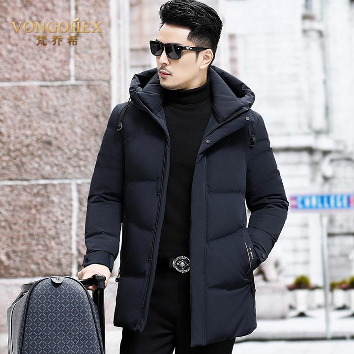 VONGOHEX冬季羽绒服男中长款加厚保暖高端新款男士中年装大码外套