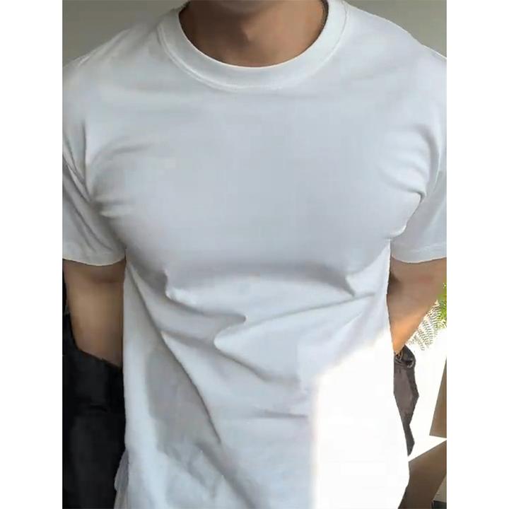 cleanfit白色短袖男夏季320克重磅纯棉t恤美式正肩半袖内搭打底衫
