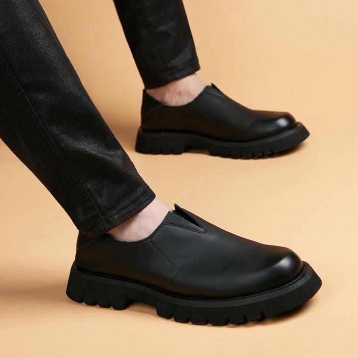 EAEOVNI夏季皮鞋商务休闲透气厚底薄款软皮轻底百搭休闲舒适男鞋